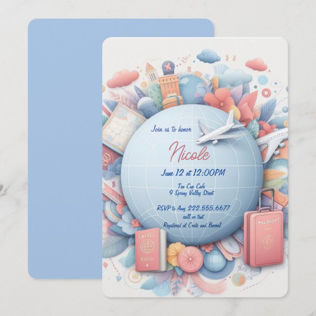 Nicole Invitation for travel themes events or move (Front/Back)