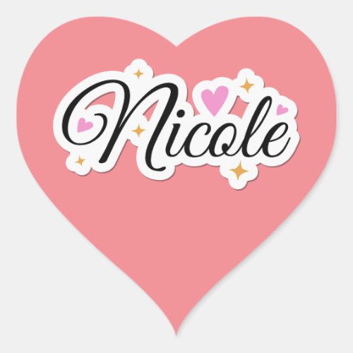 Nicole name cute design heart sticker