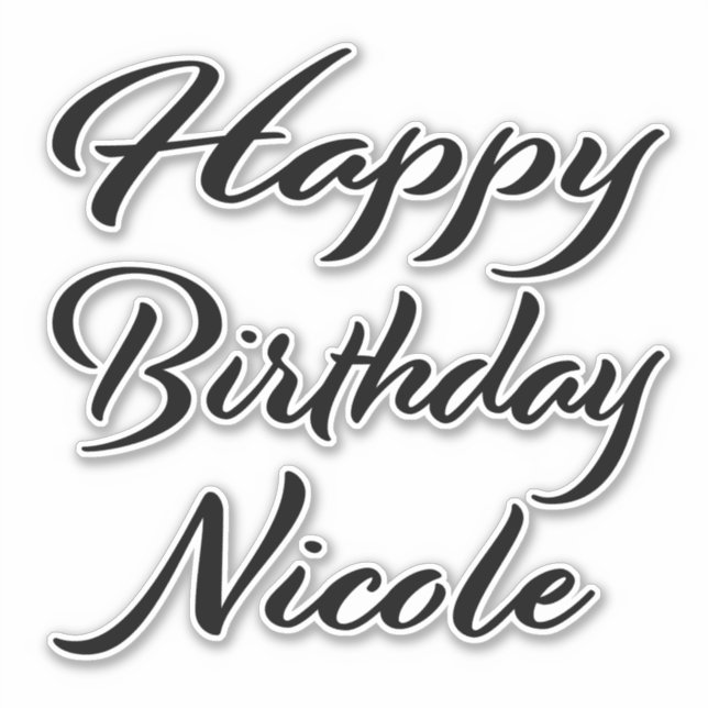 Nicole name first name black Sticker birthday (Front)