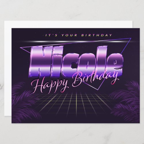 Nicole Name First name lila retro card Birthday