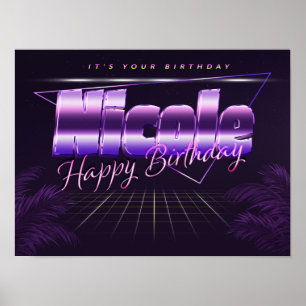 Nicole Name First name lila retro Poster Birthday