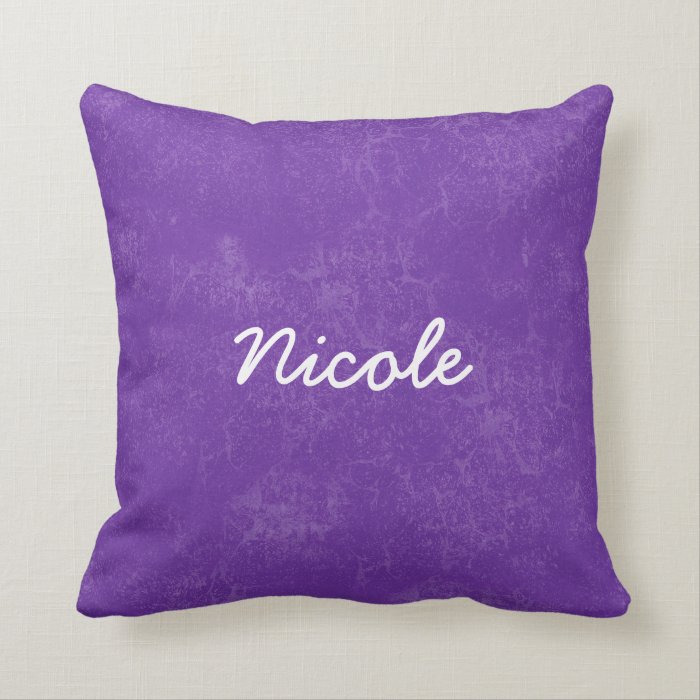 NICOLE Purple White Custom Name Gift Collection Throw Pillows