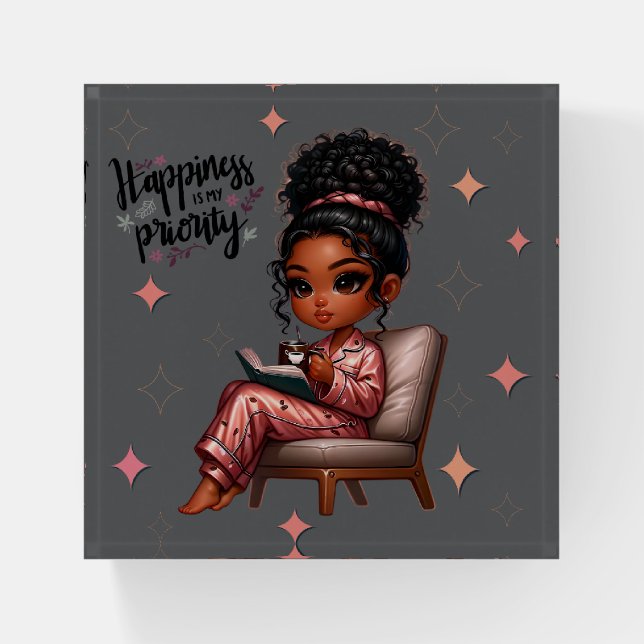 Nicole Says Happiness Is My Priority Paperweight (Front)