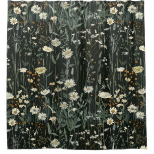 Nicolette Dark Daisy Floral Shower Curtain
