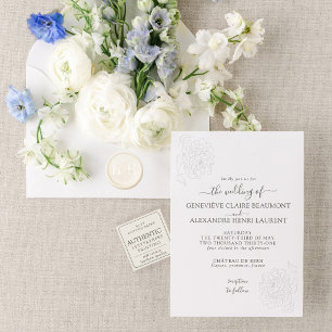 Nicolette Suite Romantic Peony Script Wedding Letterpress Invitation