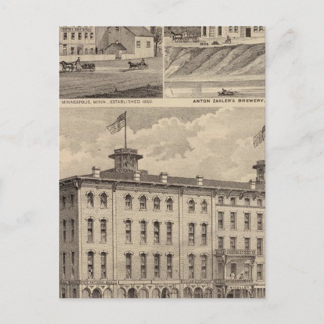 Nicollet House, Orth's Brewery, Minnesota Postcard (Front)