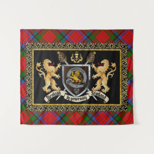 Nicolson Clan Badge & Motto w/Lions Tapestry