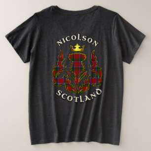 Nicolson Clan Badge & Tartan w/Motto Women's  Plus Size T-Shirt