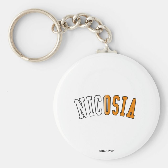 Nicosia in Cyprus National Flag Colors Keychain