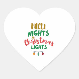 NICU Christmas NICU nights & Christmas Lights Heart Sticker