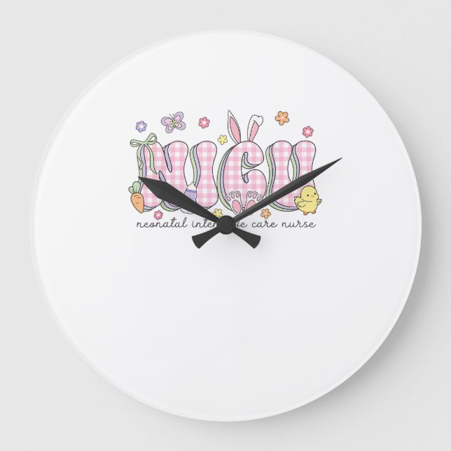 NICU Easter Neonatal Intensive Care Unit Nursing S Large Clock (Front)