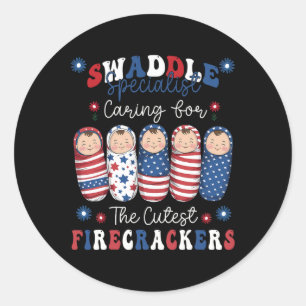 Nicu Labor And Delivery Humorous Nurse 4th Of July Classic Round Sticker