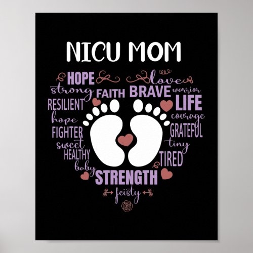 NICU Mom Awareness Month for Mommy Mama Mothers Poster