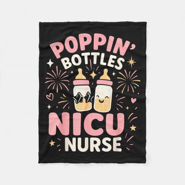 Nicu New Years Shirt, Nurse Png Bottles For The Ne Fleece Blanket (Front)