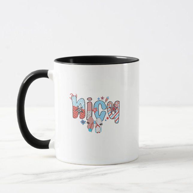 NICU Nurse 4th of July American Nurse  Mug (Left)