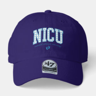 NICU Nurse Baby Feet Plaid Lettering Shirt Design_ 47 Brand Hat