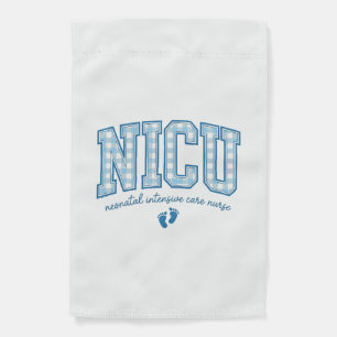NICU Nurse Baby Feet Plaid Lettering Shirt Design_ Garden Flag