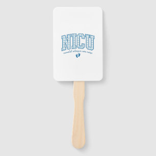 NICU Nurse Baby Feet Plaid Lettering Shirt Design_ Hand Fan