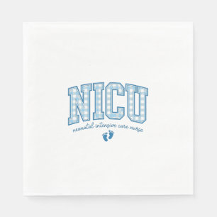 NICU Nurse Baby Feet Plaid Lettering Shirt Design_ Napkins