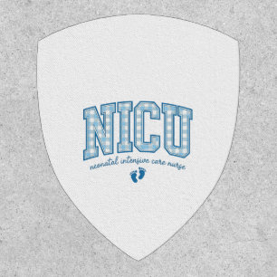 NICU Nurse Baby Feet Plaid Lettering Shirt Design_ Patch