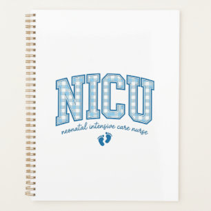 NICU Nurse Baby Feet Plaid Lettering Shirt Design_ Planner