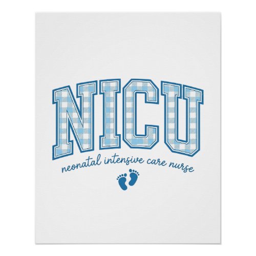NICU Nurse Baby Feet Plaid Lettering Shirt Design_ Poster
