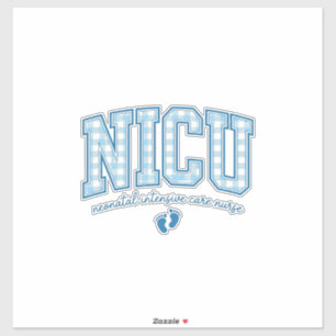 NICU Nurse Baby Feet Plaid Lettering Shirt Design_ Sticker