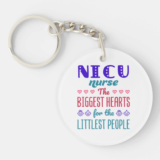 NICU Nurse Biggest Hearts for Littlest People Keychain (Front)