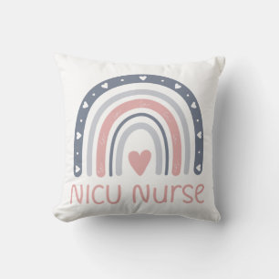 NICU Nurse Boho Rainbow NICU Nurse Gifts NICU N Throw Pillow