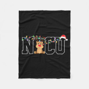 Nicu Nurse Christmas Reindeer Festive Nurse Gift Fleece Blanket