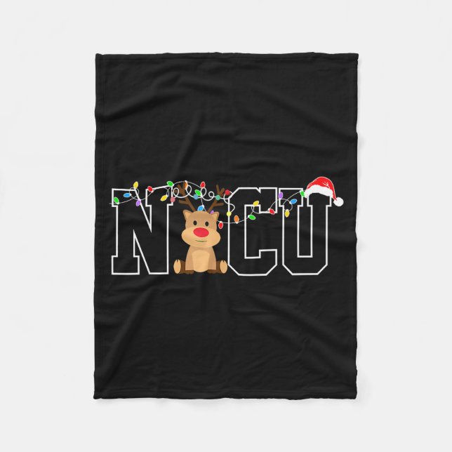 Nicu Nurse Christmas Reindeer Festive Nurse Gift  Fleece Blanket (Front)