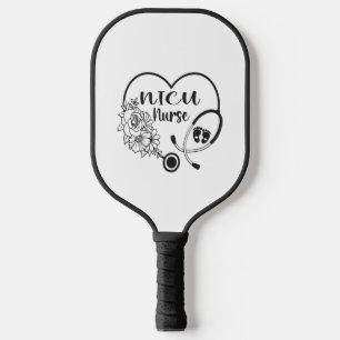 Nicu Nurse Floral Heart Stethoscope Pickleball Paddle