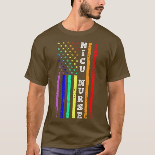 Nicu Nurse Gay Pride American Flag Pride Month 4th T_Shirt