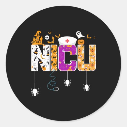 NICU Nurse Halloween Hospital Party Fun Nursing St Classic Round Sticker