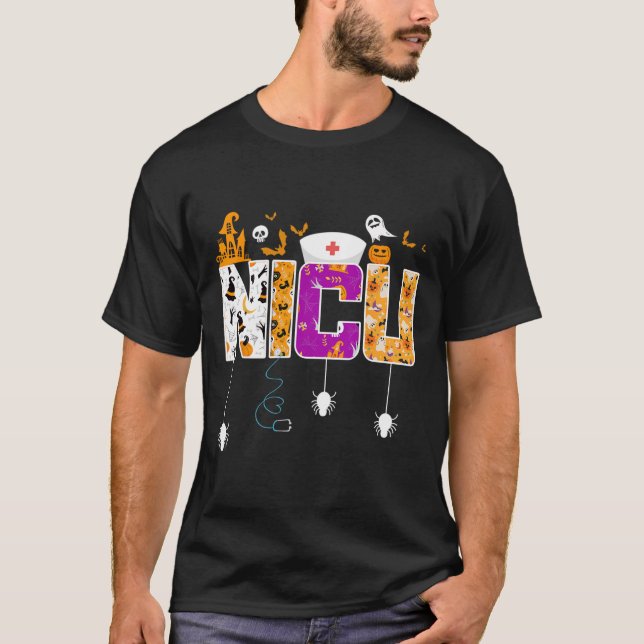 NICU Nurse Halloween Hospital Party Fun Nursing St T-Shirt (Front)