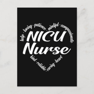 NICU Nurse Heart Word Cloud Holiday Postcard