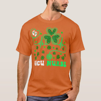 NICU Nurse Life Stethoscope Shamrock Happy St Patr T-Shirt