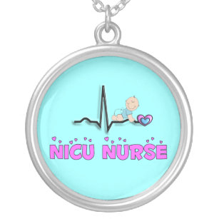 NICU Nurse Necklace, Sterling Silver Silver Plated Necklace