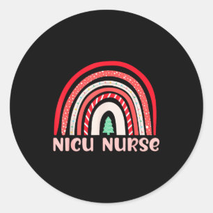 Nicu Nurse Neonatal Tiny Crew Christmas Holiday Nu Classic Round Sticker