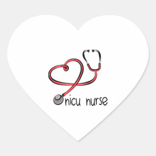 NICU Nurse - NICU Nurse Shirt - NICU Nurse Gift -  Heart Sticker