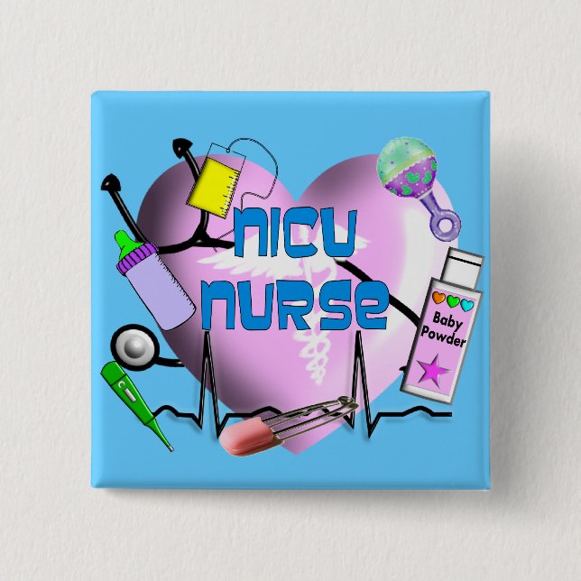 NICU Nurse Pink Heart Design Gifts Pinback Button (Front)
