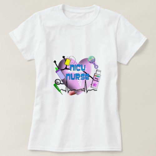 NICU Nurse Pink Heart Design Gifts T_Shirt