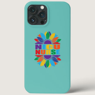NICU Nurse Rainbow Sunflower LGBT Nursing Student iPhone 13 Pro Max Case