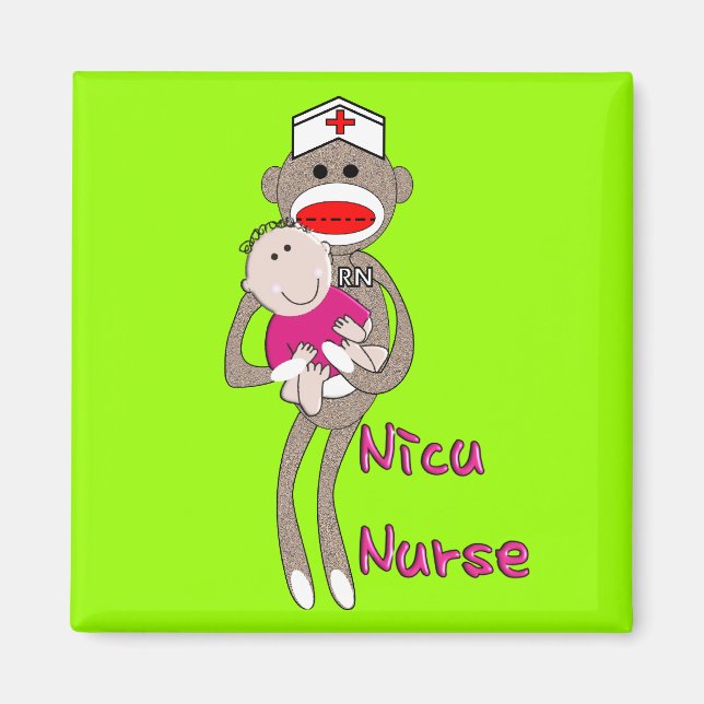 Nicu Nurse Sock Monkey Design Gifts Magnet (Front)