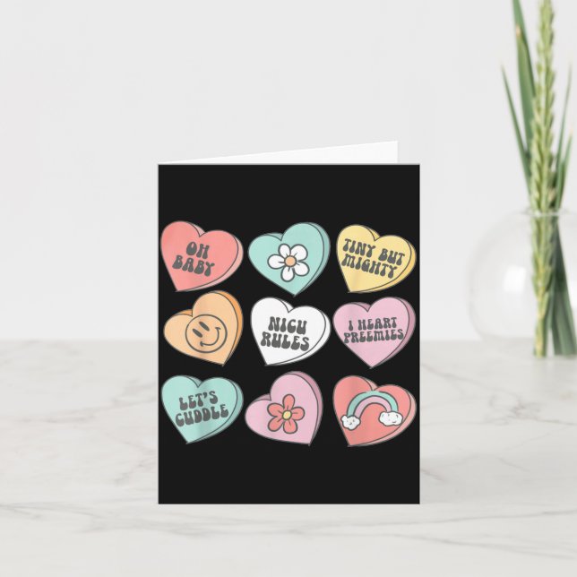 Nicu Nurse Valentine's Day Heart Candy Neonatal Ic Card (Front)