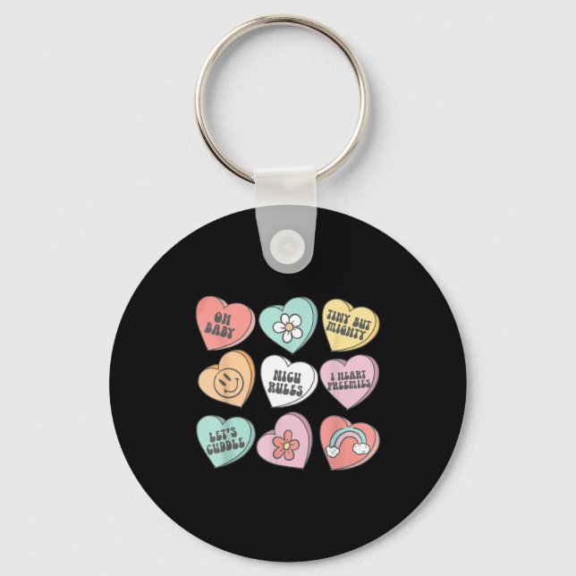Nicu Nurse Valentine's Day Heart Candy Neonatal Ic Keychain (Front)