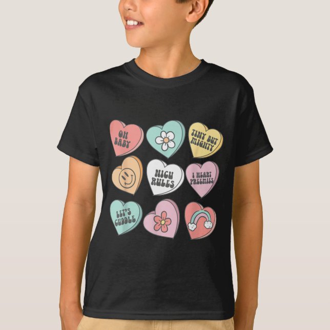 Nicu Nurse Valentine's Day Heart Candy Neonatal Ic T-Shirt (Front)