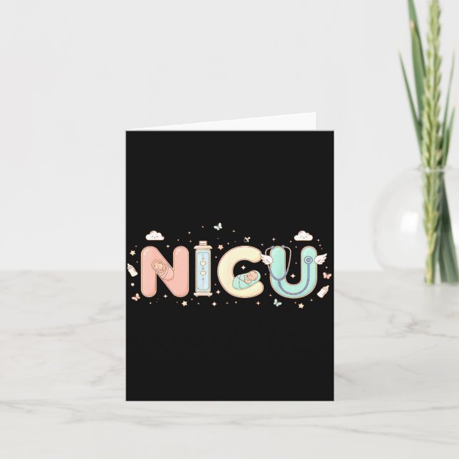 Nicu Nurse Valentine's Day Heart Stethoscope Scrub Card (Front)