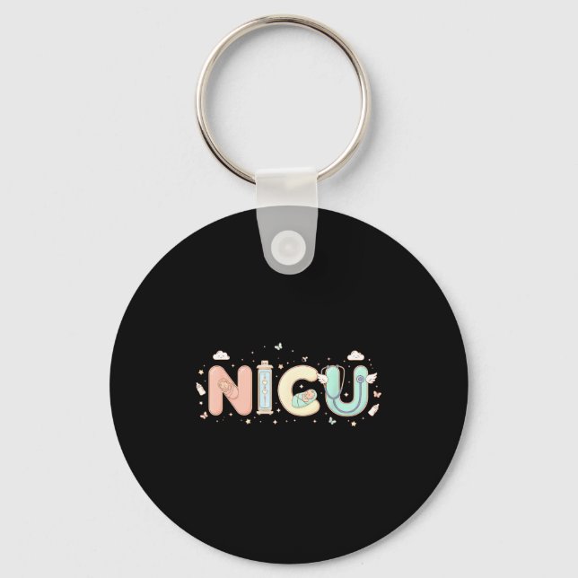Nicu Nurse Valentine's Day Heart Stethoscope Scrub Keychain (Front)
