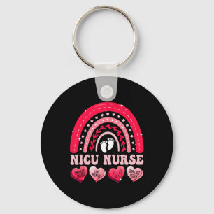 Nicu Nurse Valentines Day Rainbow Neonatal Rn Hear Keychain